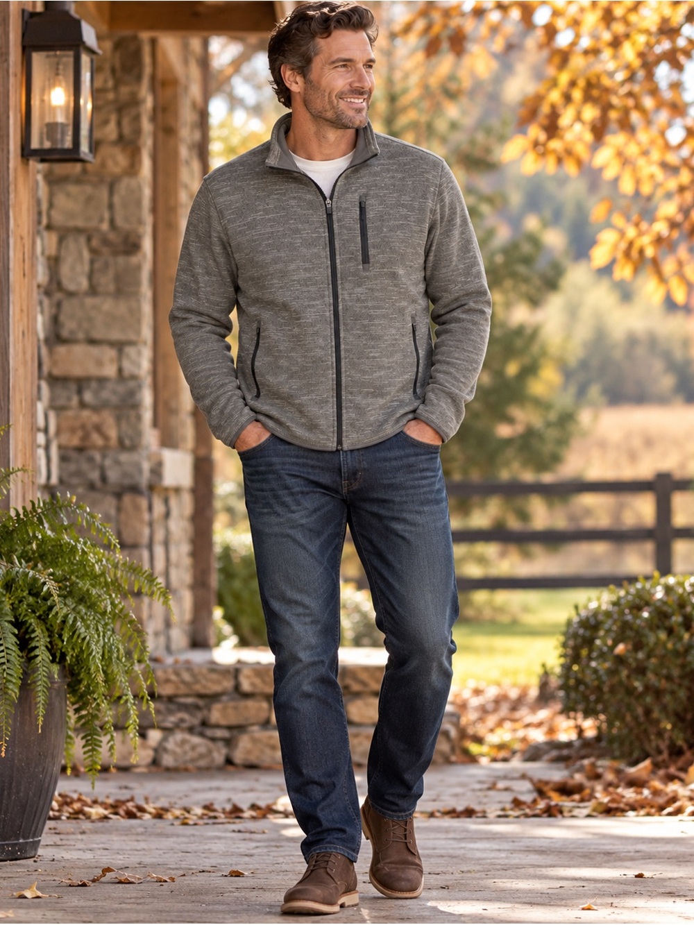 UNTUCKit Men’s XL Gray Sweater Fleece Full Zip Jacket Zip Pockets